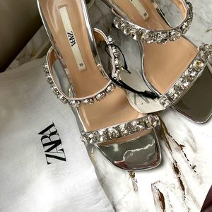 Zara metallic heels sandals